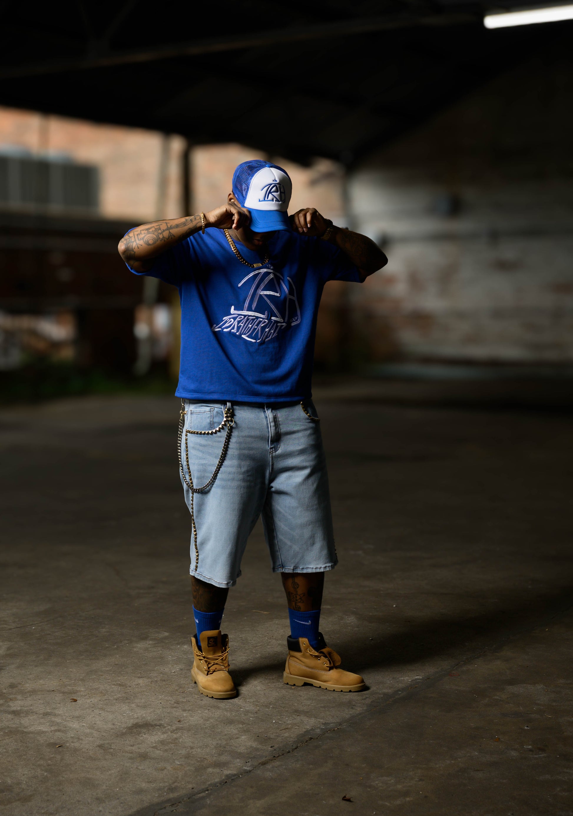 I'D Rather Hat - Blue tee | White Logo