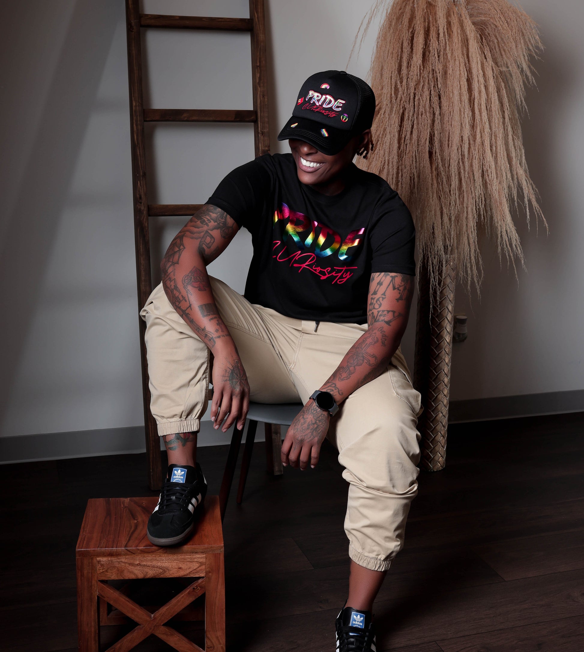 Pride Curiosity Trucker Hat - Black w/Pride Pins