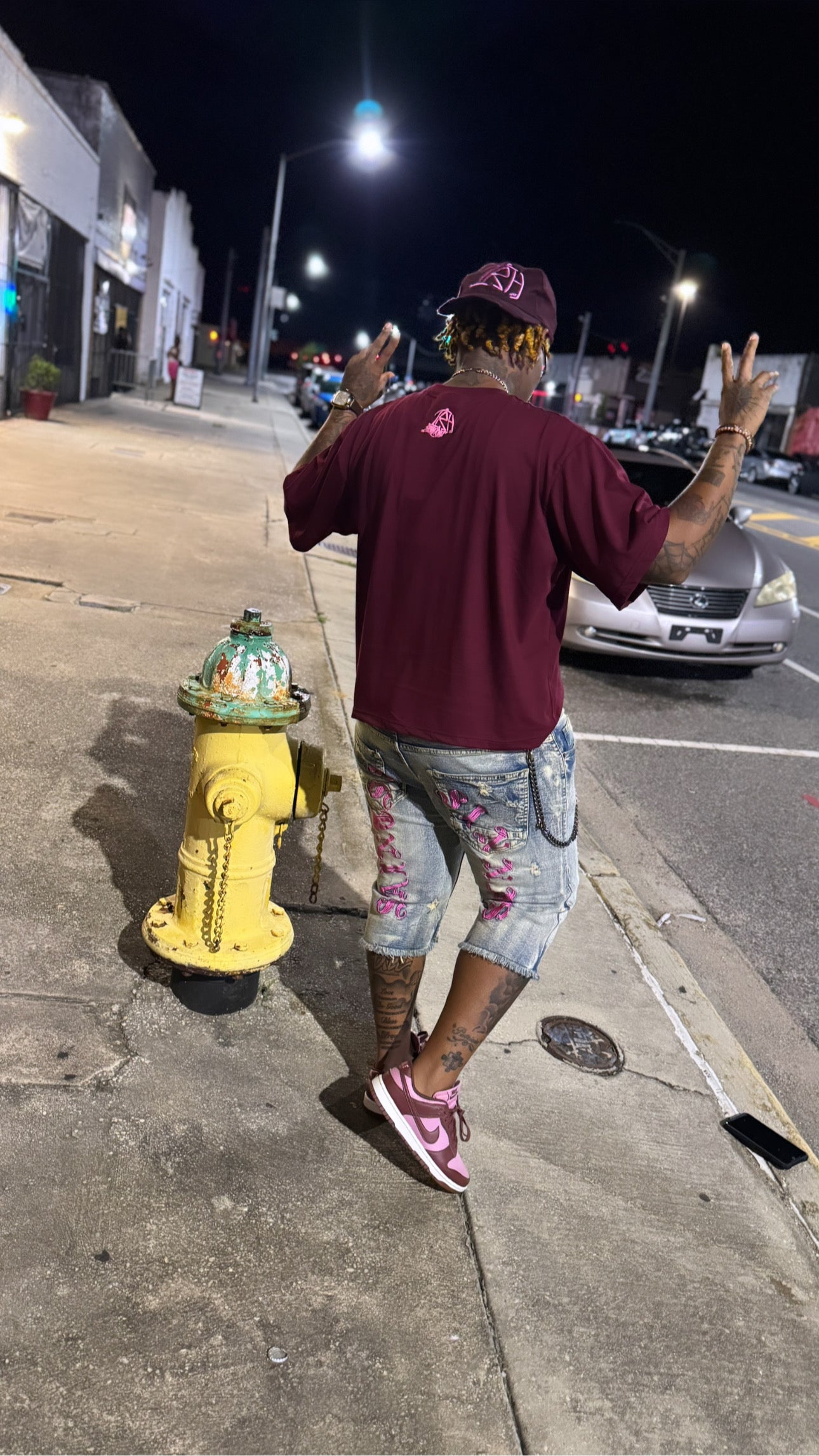 I'D RatherHat - Burgundy Short Sleeve Tee with Pink Logo