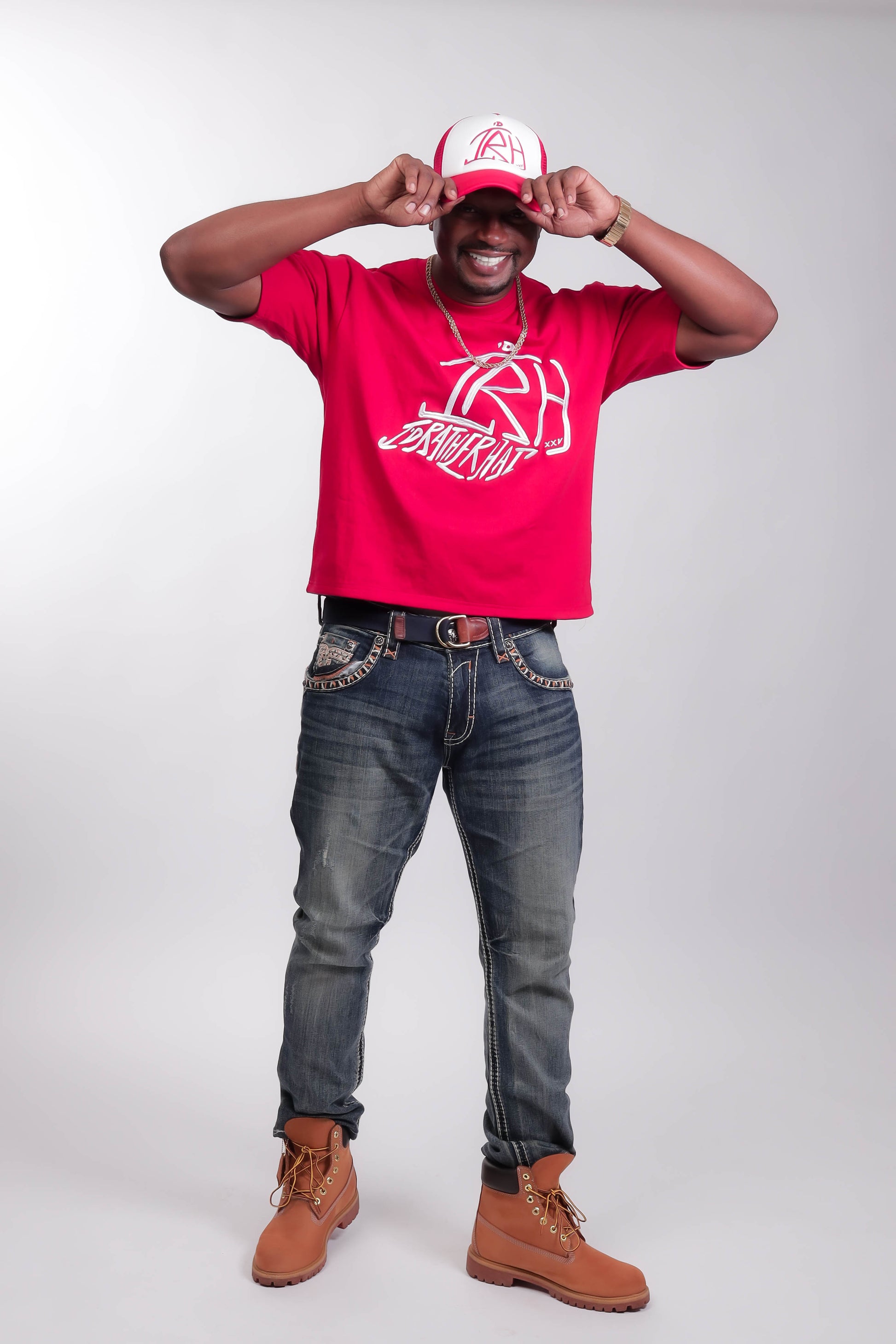 I'D Rather Hat - Red tee | White Logo