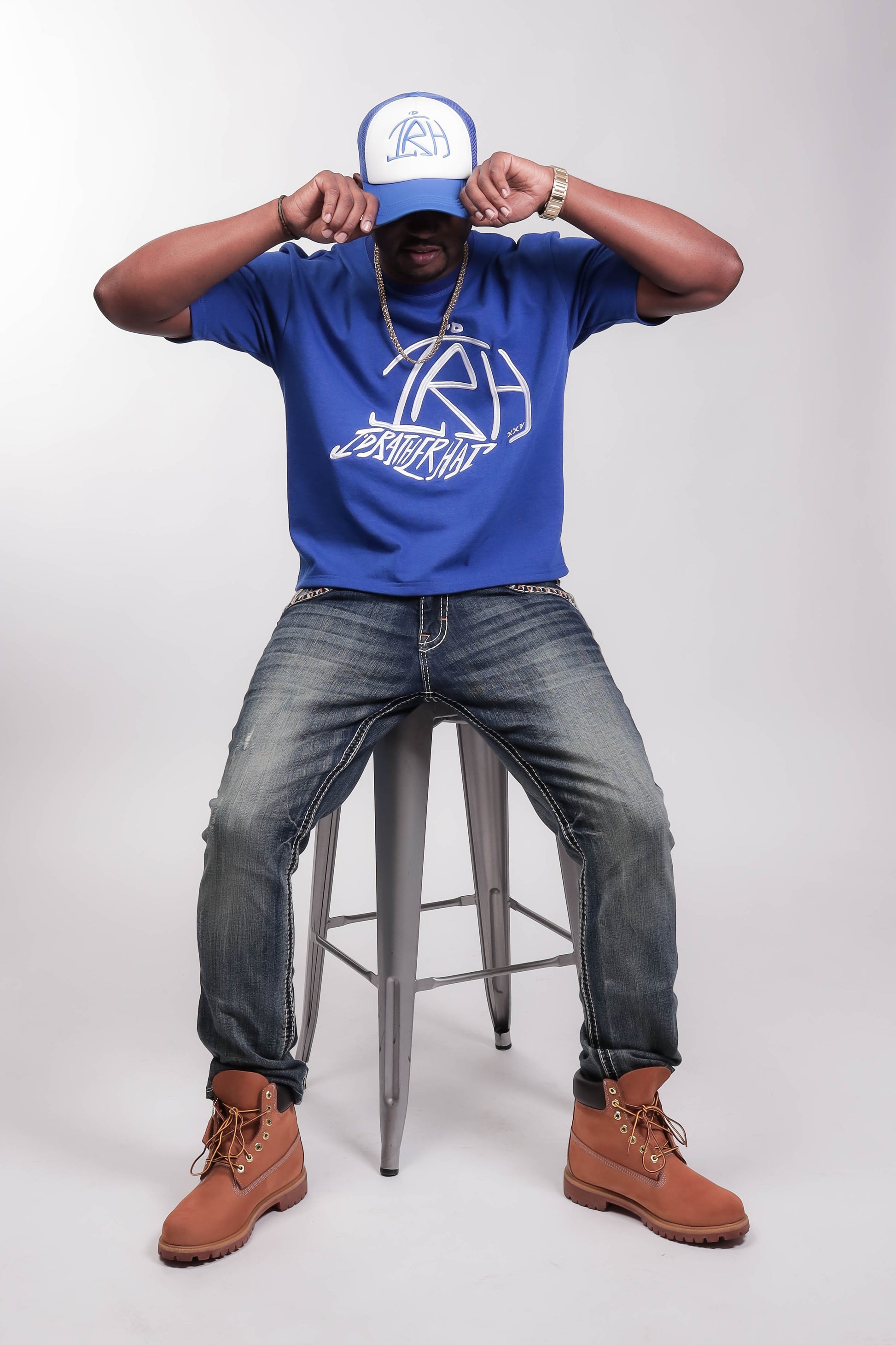 I'D Rather Hat - Blue tee | White Logo