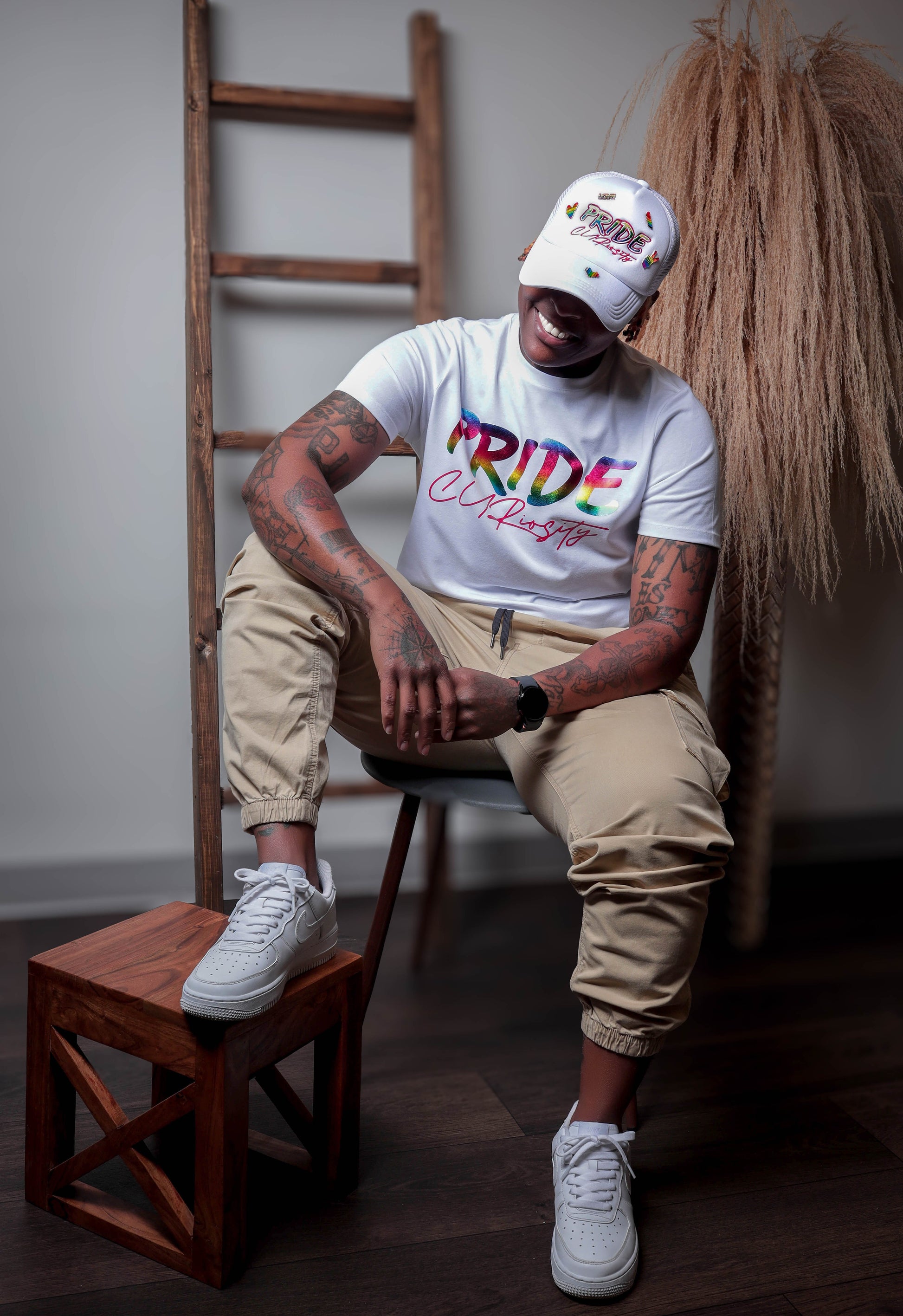 Pride Curiosity Trucker Hat - White w/Pride Pins