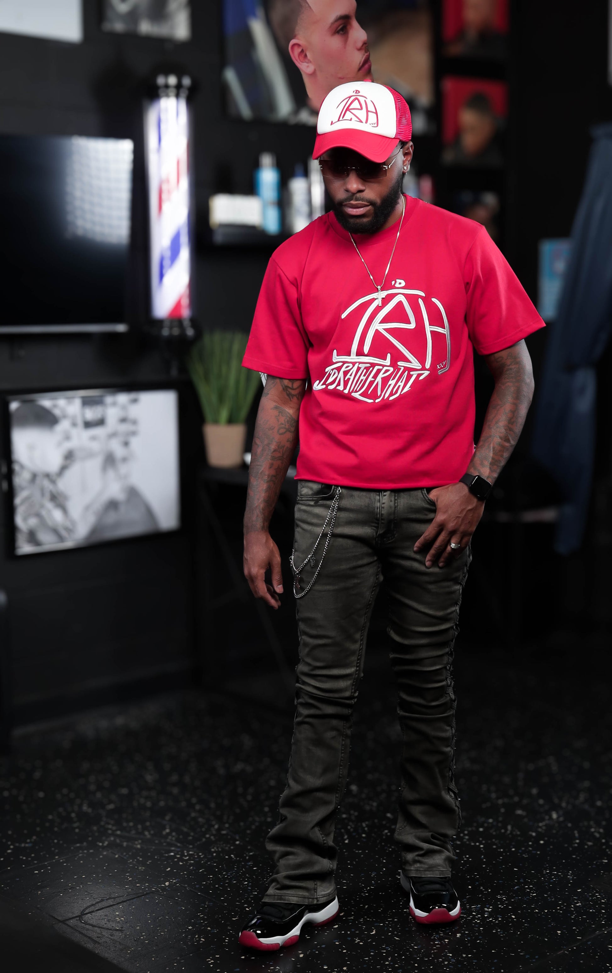 I'D Rather Hat - Red tee | White Logo