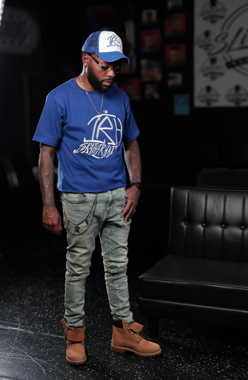 I'D Rather Hat - Blue tee | White Logo