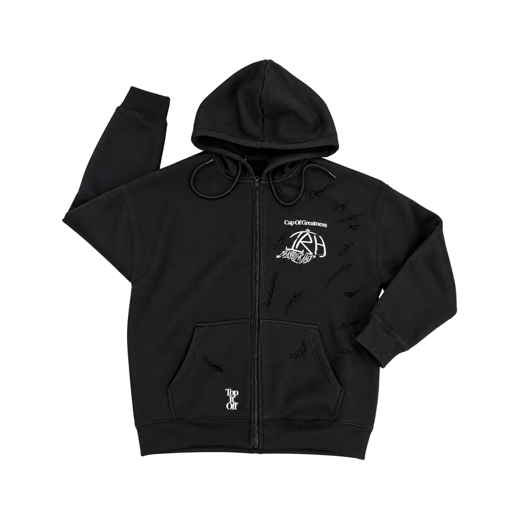 Midnight Distressed Zip-Up Hoodie
