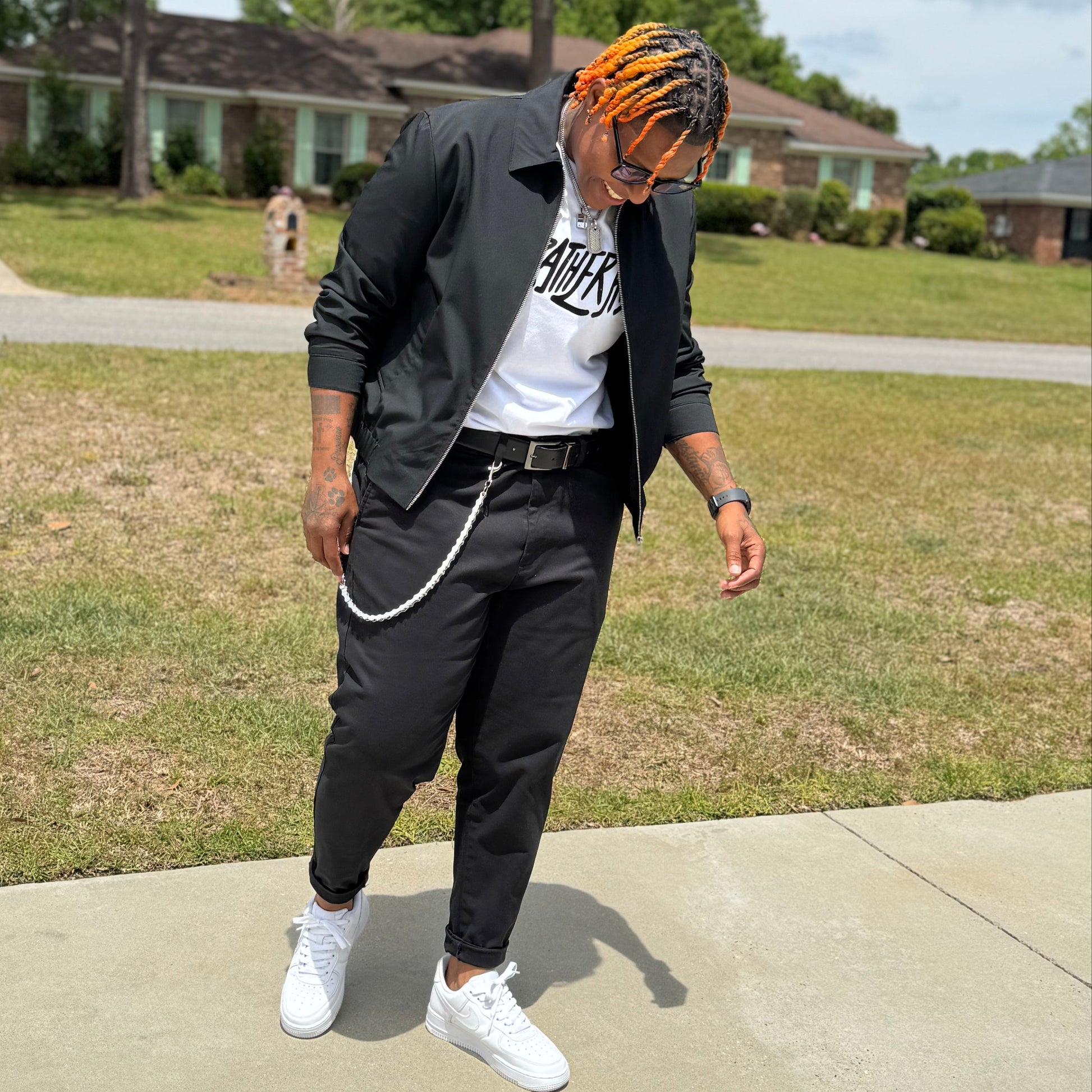 I'D Rather Hat - White Short Sleeve Tee with Black Logo
