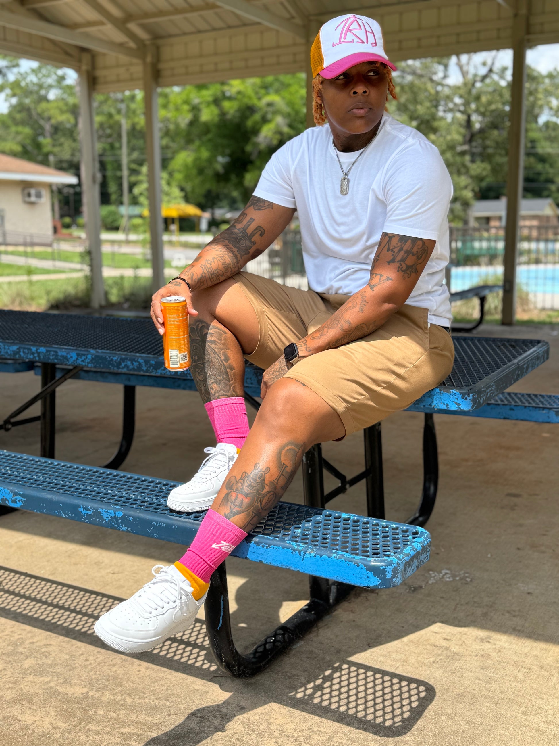I'D Rather Sock - Pink + Yellow