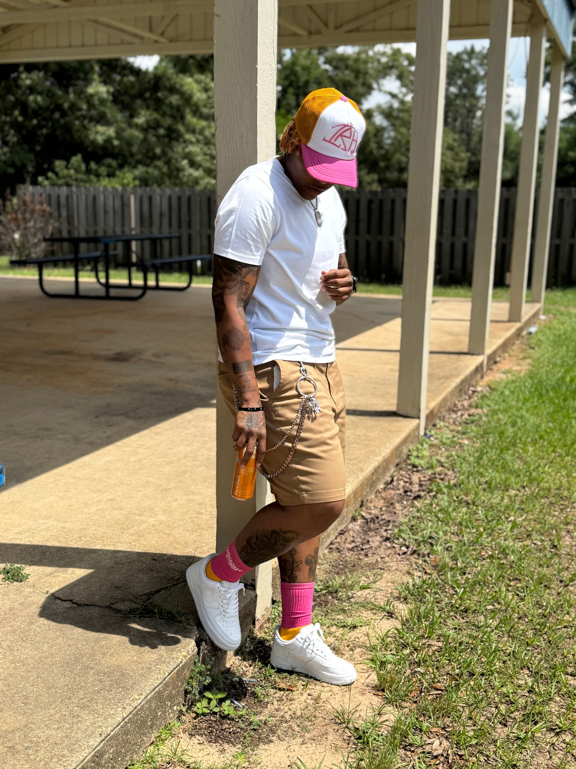 I'D Rather Sock - Pink + Yellow