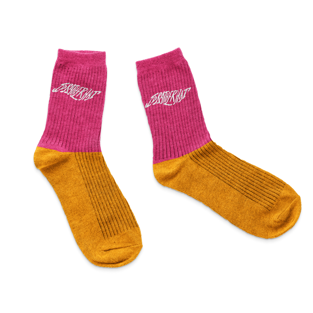I'D Rather Sock - Pink + Yellow