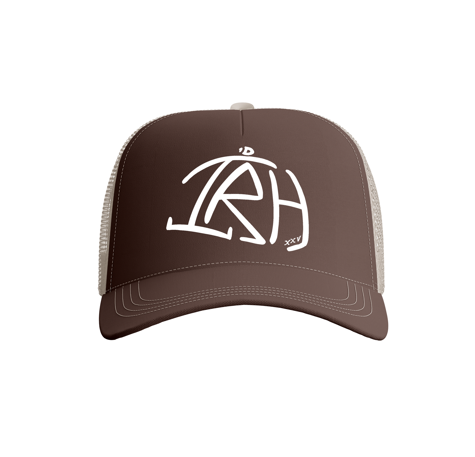 I'D Rather Trucker Hat - Brown + White
