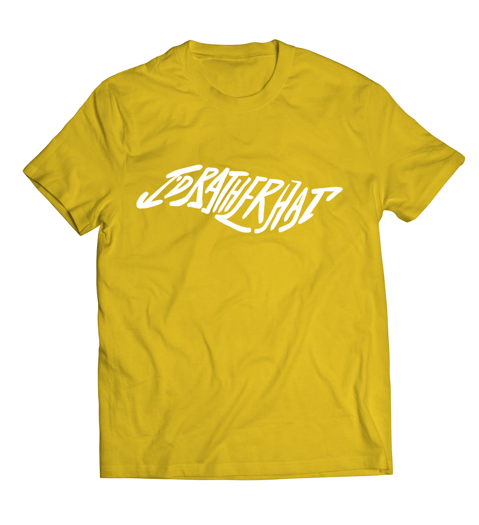 I'D Rather Hat - Yellow Short Sleeve Tee with White Logo